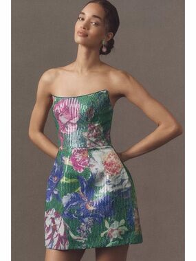 NWT Dress The Population Amity Capri Multi Sequin Embellished Strapless Dress